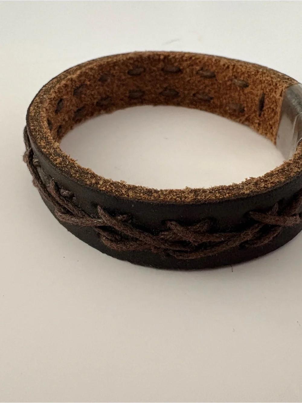 Brown Braided Leather Men's Bracelet